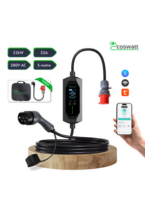 Mayuk Dizayn Coswatt Taşınabilir Elektrikli Araç Şarj Cihazı 16A 3