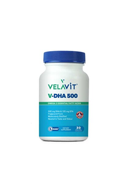 V-DHA 500 – 500 mg DHA ve 105 mg EPA İçeren Omega-3 Desteği 30 Yumuşak Kapsül