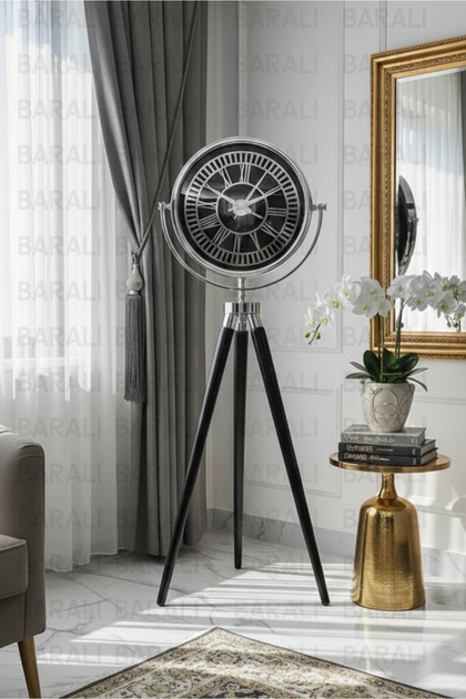 Tripod Ayaklı Gümüş Dekoratif Saat