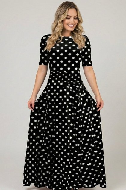 Women's Polka Dot Full Length Polka Dot Crepe Fabric Graduation Wedding Wedding Dress
