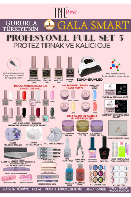 gala smart Profesyonel Full Set 1 Protez Tırnak Kalıcı Oje Seti