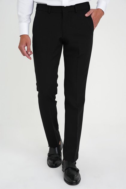 Comfort Fit Elastic Waist Flexible Black Trousers P 1169