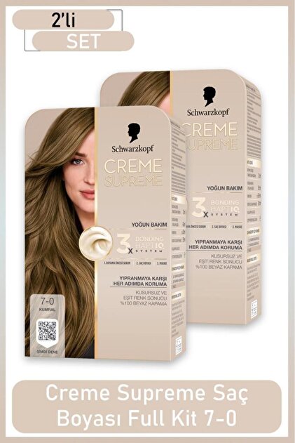Schwarzkopf Creme Supreme Full Kit 7-0 Kumral x 2 Adet - Fiyatı