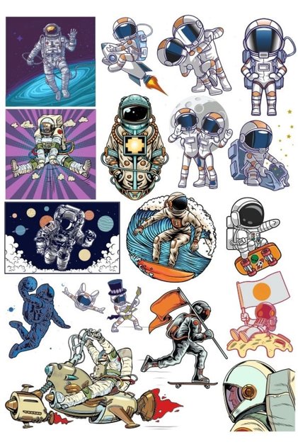 Retro Astronaut Sticker Set 3 18 Pieces Phone, Tablet, Notebook, Laptop Sticker