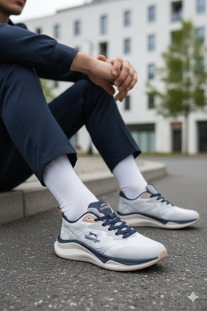 Wilson Premium Series Comfort Sole Men's Sneaker Shoes Gray / Navy Blue
