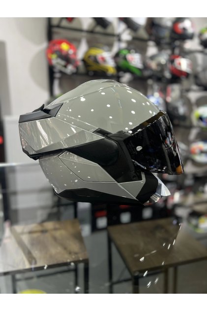 Shark Oxo Nardo Gri Çene Açılır Kask Siyah Vizörlü (+1 Şeffaf