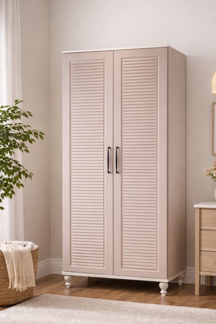Masal 2 Kapaklı Çekmeceli Dolap | %100 MDF | REHAU Kapaklı | Ağaç Ayaklı | 1.Sınıf Malzeme Kalitesi