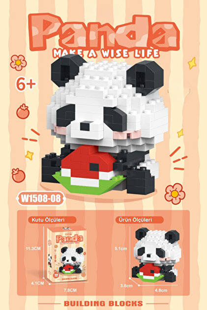 Nandy Home Karpuzlu Panda Model Karakter Figürü 3D Yapı