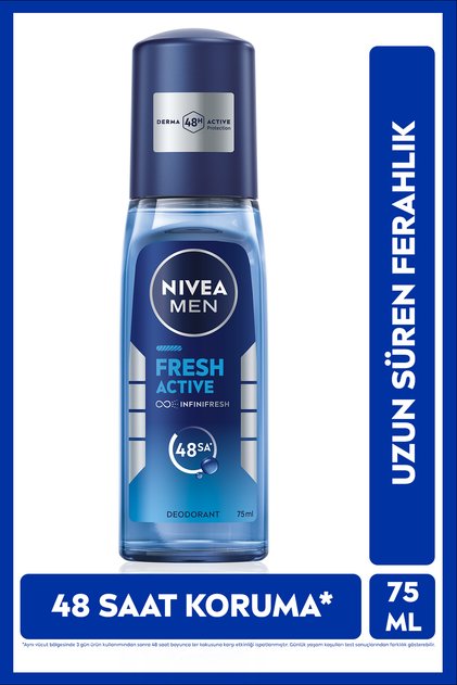 MEN Erkek Pump Sprey Deodorant Fresh Active 75 ml,Ter Kokusuna Karşı Koruma,Alüminyum İçermez