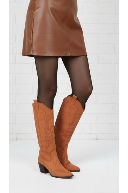 Large Size Women's Cowboy Boots 41-42-43-44 Brown Suede