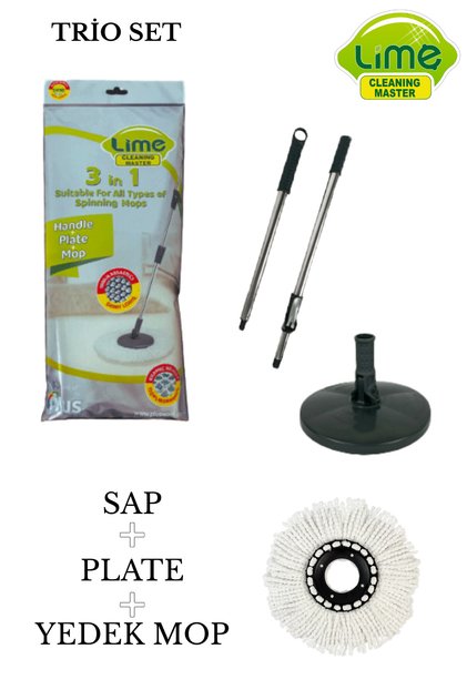 Döner Başlıklı Temizlik Seti Yedekleri | Paslanmaz Çelik Sap, 360° Döner Plate,%100 Mikrofiber Refil
