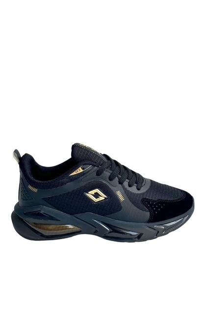 SOLAZER Erkek Siyah Altın Sneaker Günlük Spor Ayakkabı 035