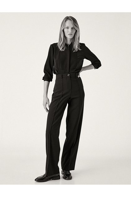 Collar Detailed Shirt with Hidden Buttons
