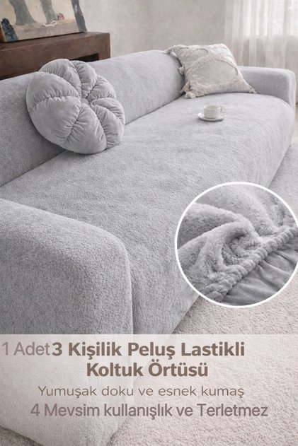 Yumuşacık Welsoft Lastikli 3 Kişilik Koltuk Örtüsü Kaymaz,Esnek,Yıkanabilir koltuk kılıfı