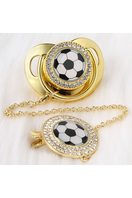 SMT017 Newborn Pacifiers Bling Gold Pacifier Clip Football Sell Baby Pacifier Baby Drill Appease Pla