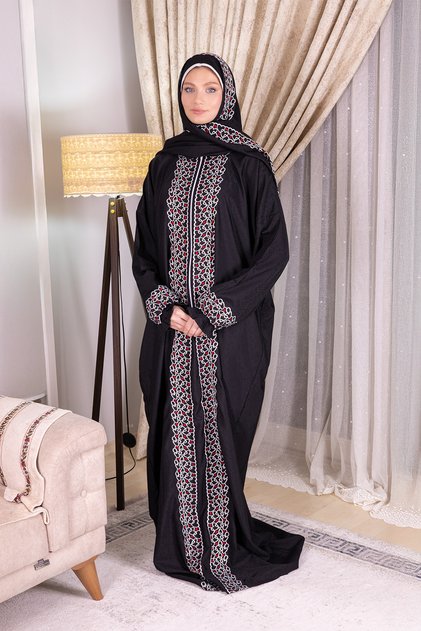Women's One-Piece Zipper-Front Heart-Embroidered Prayer Dress