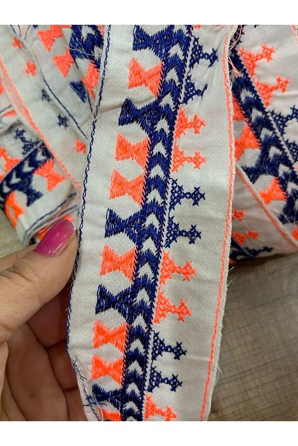 6 cm Ethnic Patterned Neon Colored Ribbon Sewing Accessory 1 Meter
