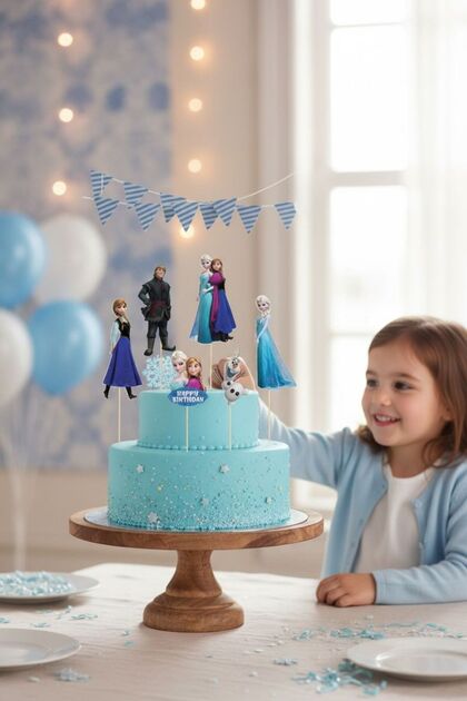 Elsa Temalı Pasta Üstü Karakter Set Süs froz