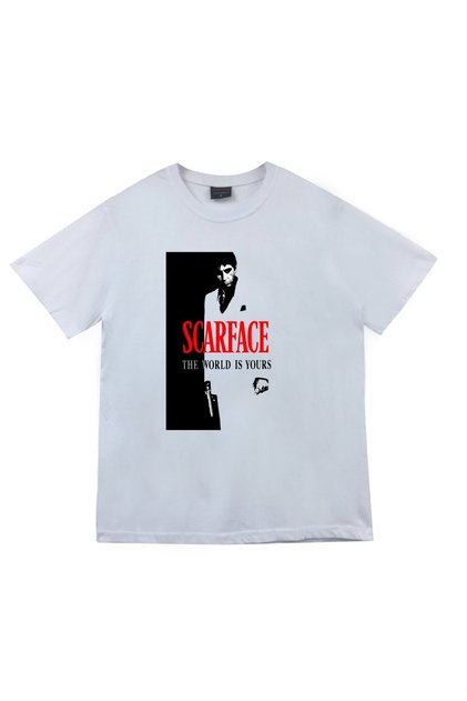 Scarface Tony Montana Printed Unisex 100% Cotton White T-Shirt