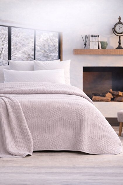 Prestige Thick Embossed Double Blanket (220X240)-Crystal Gray New (Pinkish)