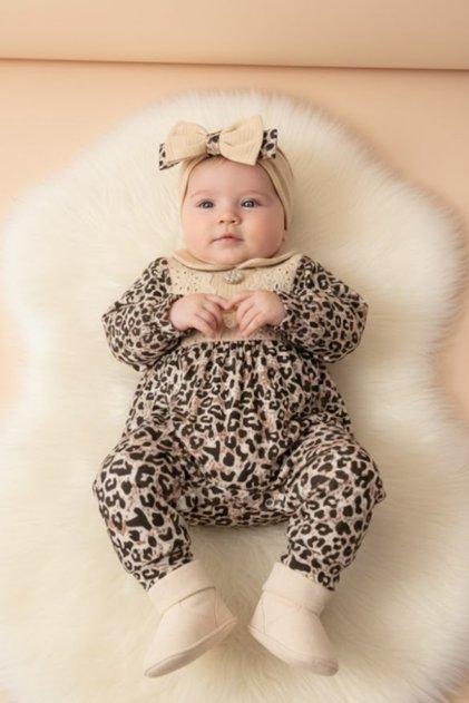 Baby Girl 100% Cotton 3-18 Months Leopard Printed Baby Romper