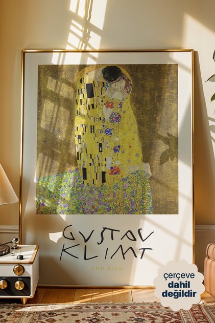 Gustav Klimt "The Kiss" - Altın Aşk ve Sanat Posteri (Çerçevesiz)