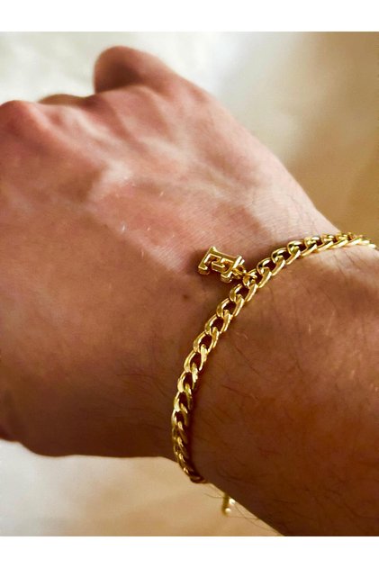 Gold E Letter Steel Gourmet Bracelet