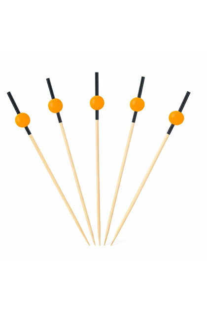 Cocktail Presentation Serving Toothpicks 50 Pack Decorative 12 cm Natural Bamboo Orange Ball Toothpicks•Sofa