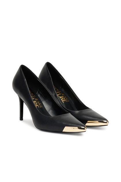 Women's Metal Toe Detail Thin Heeled Stiletto - Black