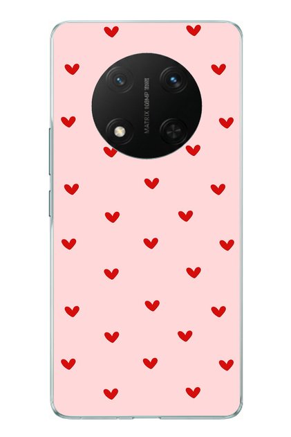 Honor X9C Compatible Red Tiny Hearts Printed Silicone Case