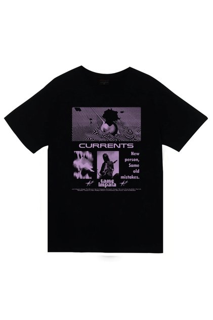 Tame Impala Music Band - Currents Printed Unisex 100% Cotton Black T-Shirt