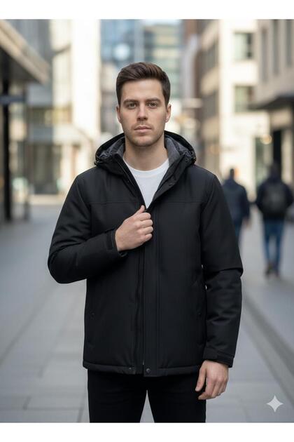 Men's Fleece Lined Hooded Coat