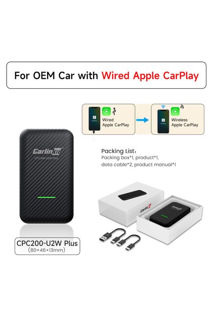 بأسلاك U2W Plus CarlinKit 5.0 و 4.0 اللاسلكي لـ CarPlay، دونجل Android Auto، سيارة ذكية سلكية ولاسلكية