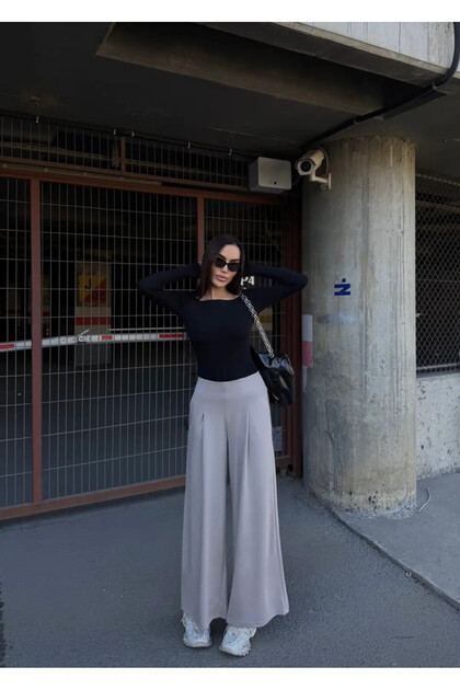 Flared Modal Fabric Trousers with Pockets