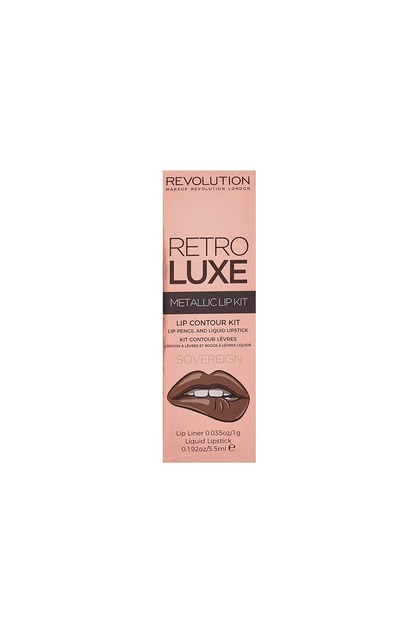 Σετ Makeup Revolution: Retro Luxe, Μεταλλικό, Υγρό Κραγιόν, Sovereign, 5.5 ml + Retro Luxe, Lip Lip