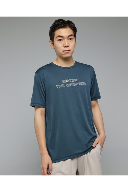 Typography Print Active T-Shirt With Crew Neck And Short Sleeves