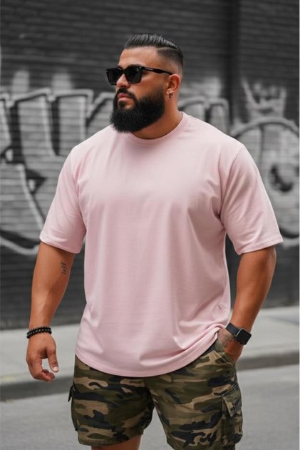 Kapty Men's Plus Size Oversized Basic Crew Neck Cotton T-Shirt Relaxed Fit Unisex Couple Matching