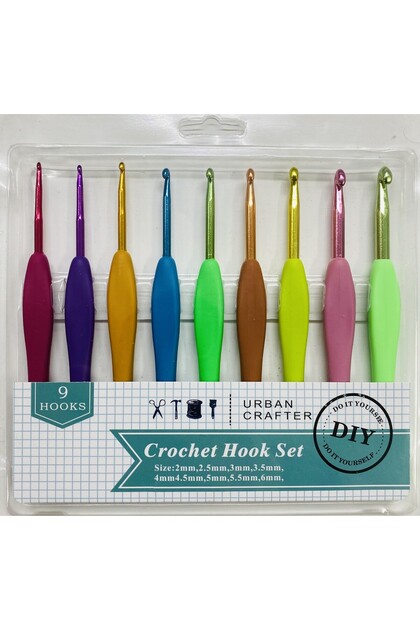 Silicone Handle Crochet Hook Set (2-2.5-3-3.5-4-4.5-5-5.5-6) Ax1001