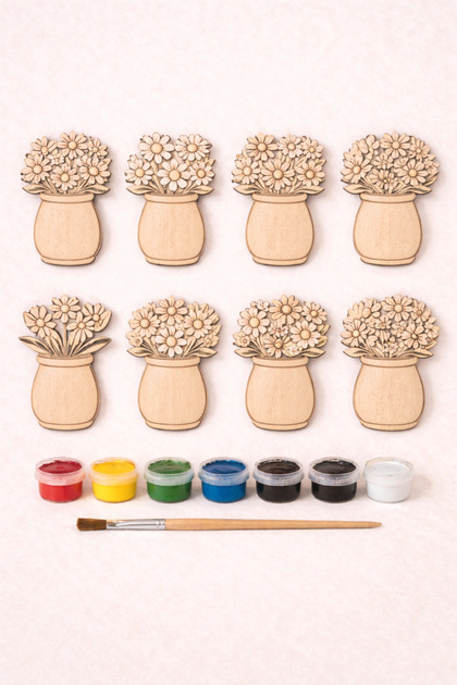 Educational Wooden Coloring Game Flower Figure Set |   Paint Yourself |   For School and Workshop Activities