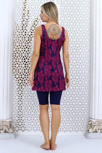 Women's Swimsuit with Tights and Dress, Built-In Chest Pad, Available in Micro Lycra, Stretchy Swimsuit, Two-Piece