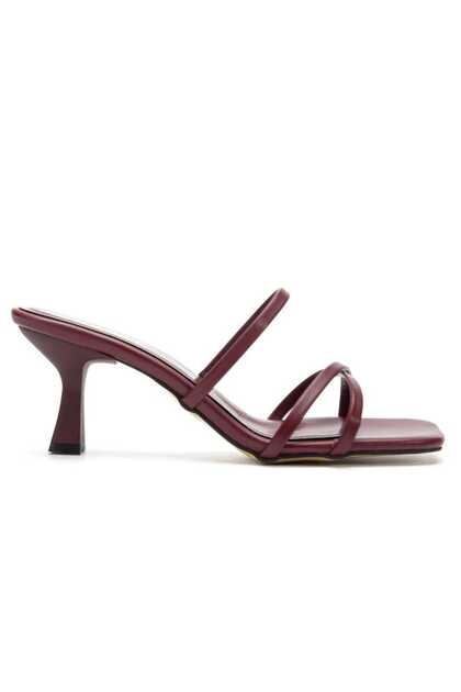 Larin Burgundy Short Heeled Women's Slippers