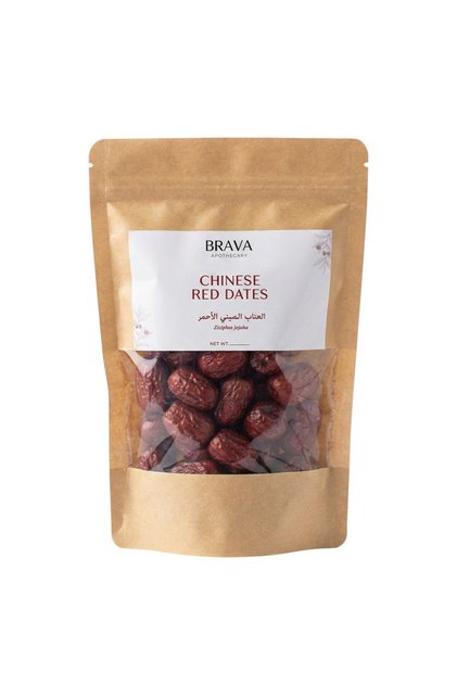 BRAVA Jujube Red Dates 200g (Chinese Red Dates) – Premium Whole Dried Jujube Fruits Resealable Pack