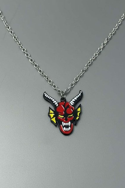 Silver Stranger Things Hellfire Symbol Kolye