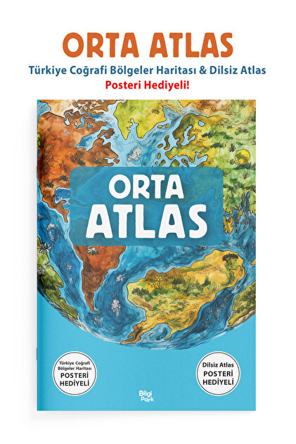 Orta Atlas | Türkiye Coğrafi Bölgeler Haritası Posteri ve Dilsiz Atlas Hediyeli