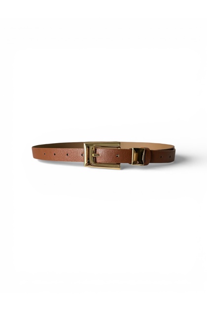 Classic Gold Buckle Tan Belt