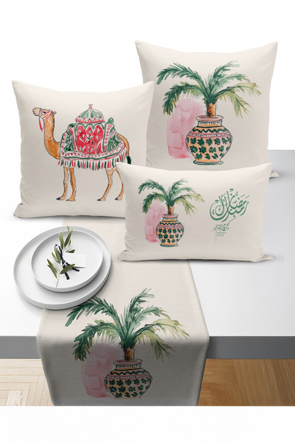 Ramadan Bohemian Series Set of 3 Cushions + 1 Table Runner Digital Print (Ramadan Set)