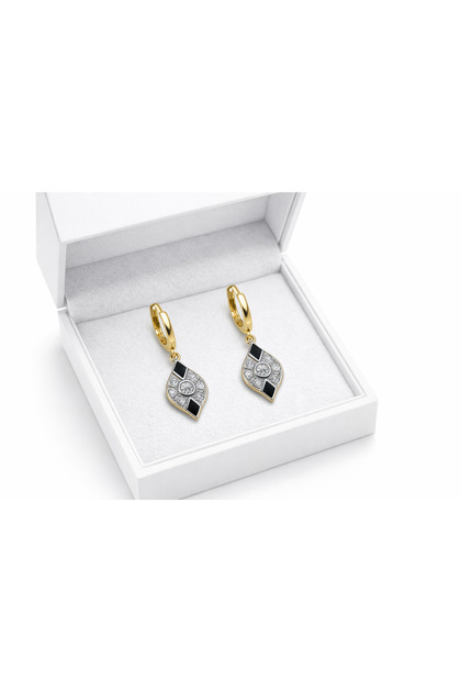Emerald Drop Stone Hoop Drop Earrings