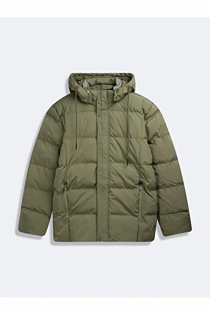 Long Sleeve Hooded Inflatable Green Coat
