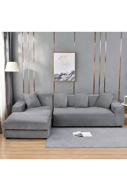 Husă Elastică pentru Canapea Colțar – Protecție Completă, Material Catifelat