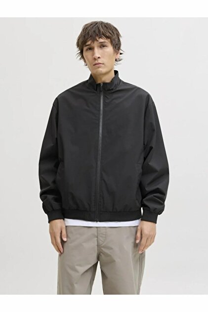Jack & Jones Erkek Siyah Jjecharge Stand Collar Bomber Noos Ceket